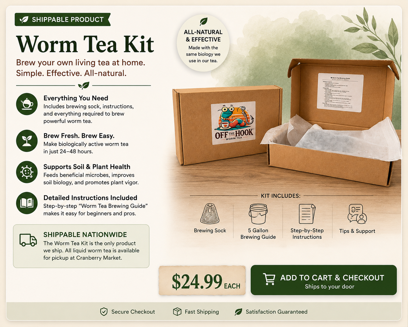 Off The Hook Worm Tea Kit